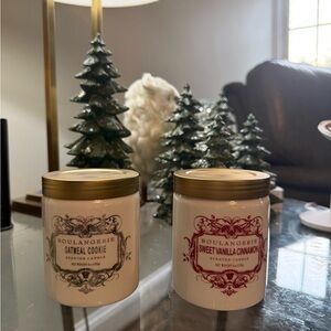 Anthropologie Holiday Candle Set - Cream and Gold